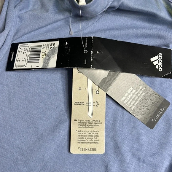 ADIDAS. Women tank top,NWT,workout, blue ,racerback,built in bra,logo,gym,resort - Picture 12 of 13
